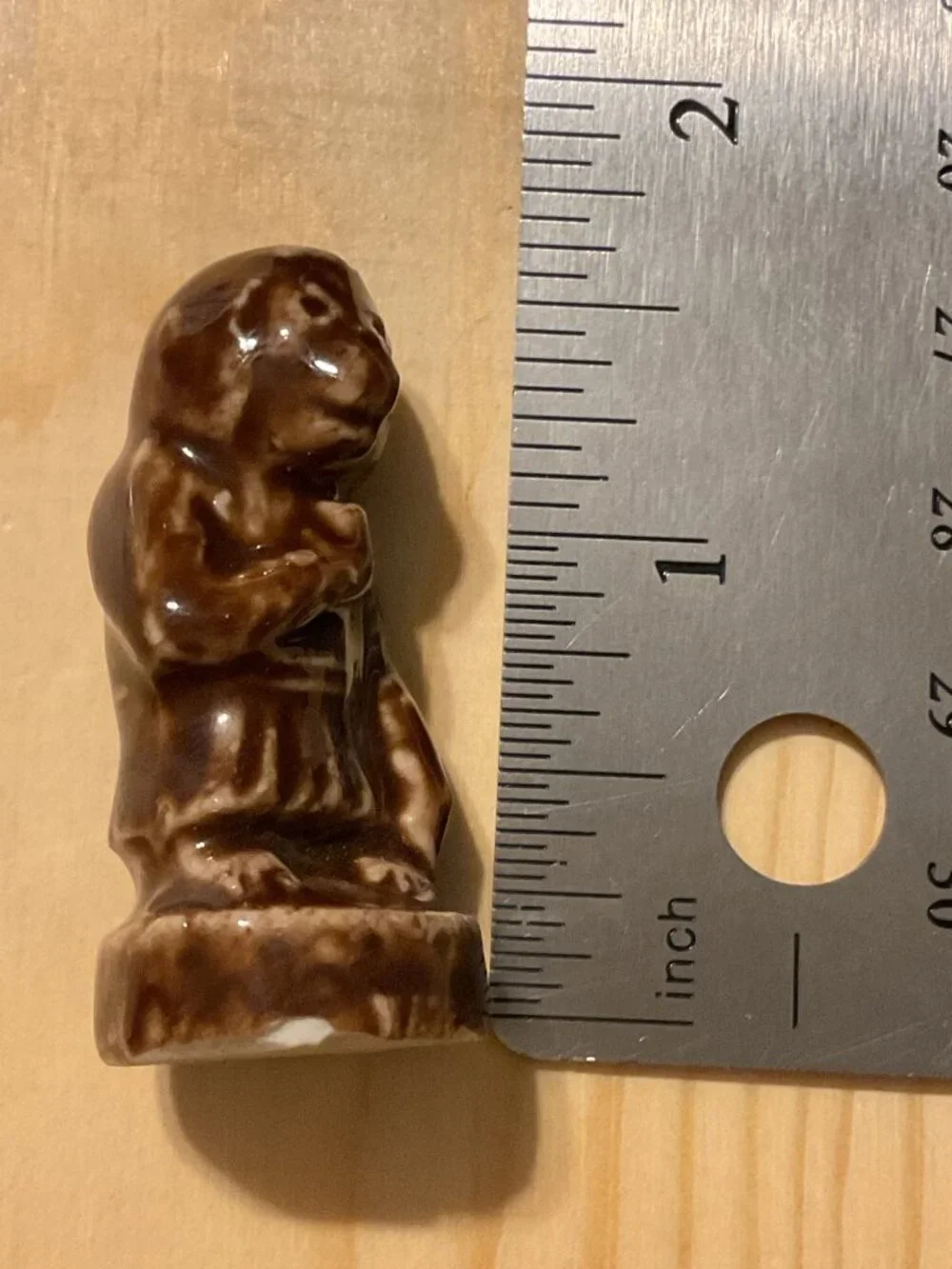 Miniature Brown Ceramic Monk Figurine - 1.5 Inches Tall - Perfect For Tiny Zen G